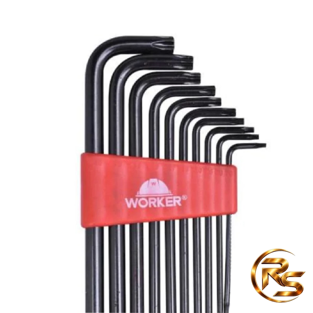 Jogo de Chaves Torx Curta 7 Peças T10 a T40 – Worker