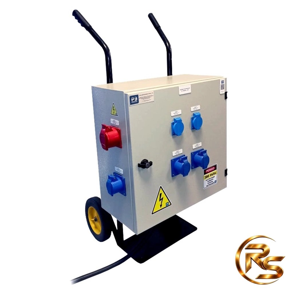 Painel Móvel de Tomadas Blindadas 24V para Obra (Robô Elétrico NR-10 / NR-18)